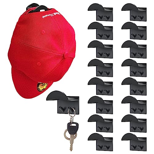 16 Stück Cap Halterung Wand, Hut Organizer mit Haken, Tür Baseball Huthaken Racks Wandmontage, Halter Veranstalter, Kappe Kleiderbügel Schrank, Hutaufbewahrung für Handtaschen Krawatten Schals 16 Stück Cap Halterung Wand, Hut Organizer mit Haken, Tür Baseball Huthaken Racks Wandmontage, Halter Veranstalter, Kappe Kleiderbügel Schrank, Hutaufbewahrung für Handtaschen Krawatten Schals von SUVEK