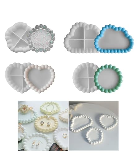 4er Set Silikon Untersetzer Formen für DIY – Herz, Hexagon, Wolke, Kreis – Spülmaschinenfest, Robust, Ideal für Resin, Geschenke (Weihnachten, Valentinstag) von SUVEK