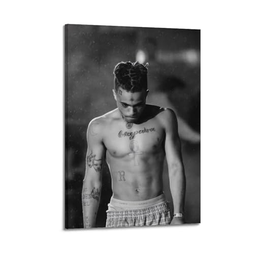 SUWALI XXXTentacion 1 Leinwandbild Foto Auf Leinwand Rapper Wanddeko Vintage Abstrak Hip-Hop Rapper Wandbilder Premium Bilder Wandkunst Für Schlafzimmer 12x18inch(30x45cm) Frame-style-2 von SUWALI