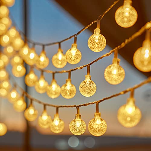 SUWITU 15M 80LED Lichterkette Batterie, Kristall Kugeln Lichterketten mit Fernbedienung, 10 Modi Wasserdicht Weihnachten Globe Lichterketten für Außen Innen Weihnachtsbaum Zimmer Party Garten Deko von SUWITU