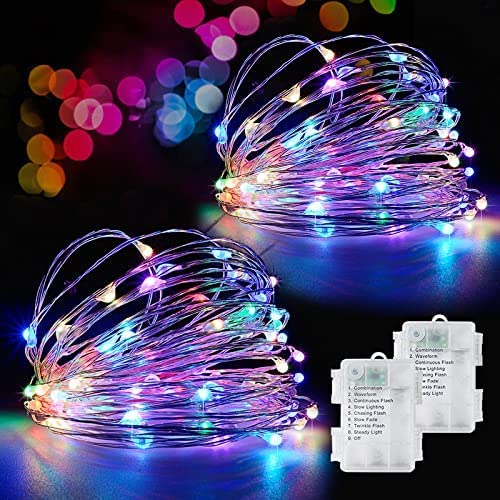 SUWITU LED Lichterkette Batterie, 2x12M 120 LEDs Kupferdraht Lichterketten Akku mit Timer Wasserdicht DIY Weihnachten Lichterkette Innen Außen für Zimmer, Garten, Balkon, Hochzeit, Weihnachtsbaum von SUWITU