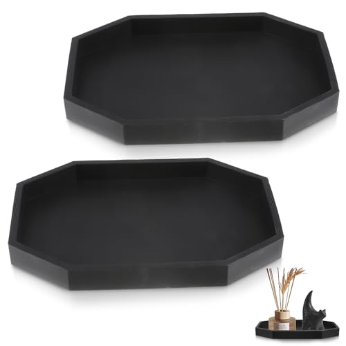 2 Stück Badezimmer Tablett Schwarz Silikon Ablageschale, Dekotablett Deko Tablett für Badezimmer Wohnzimmer, Schlafzimmer, Waschbecken, Badewanne und Küchenspüle von SUWIWKKOA