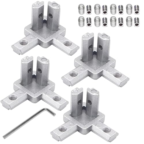 4Stk Verbinder 2020 3 Wege Verbinder Aluminium Aluprofil Verbinder Halter Eckhalterung Mit Schrauben Für Europäisch Standard 6mm T Nut Aluminium Extrusion Profil 4Stk von SUWIWKKOA
