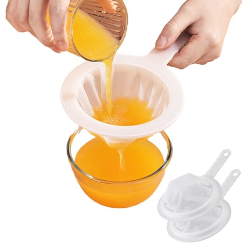 SUWIWKKOA Feines Sieb, 2 Stück Sieb Fein, 200/400 Mesh Haarsieb Küche mit Griff Ultrafeines Küchensieb Kunststoff Sieb Feinmaschig Kleines Passiersieb für Saft, Milch, Kaffee von SUWIWKKOA