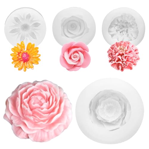 4 Stück Kerzen Silikonformen, Rosen, Daisy, Nelke, Pfingstrose kerzen selber machen set, silikonform blumen, silikonformen kerzen für DIY Seife, Tortendekoration 4 Stück Kerzen Silikonformen, Rosen, Daisy, Nelke, Pfingstrose kerzen selber machen set, silikonform blumen, silikonformen kerzen für DIY Seife, Tortendekoration von SUWIWKKOA