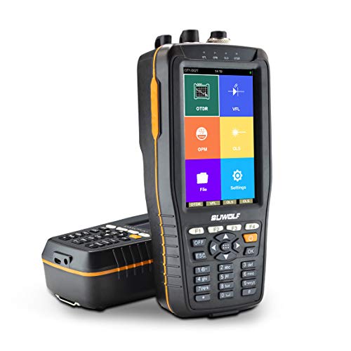 SUWOLF 1310/1550nm 22/20dB Handheld 4in1 Mini OTDR +VFL+OPM+OLS 4” Touchscreen 60Km Glasfaser Tester/LWL Tester/Optische Zeitbereichs-Reflektometer mit SC(APC)+FC(APC)+FC zu LC(APC) Adapter von SUWOLF