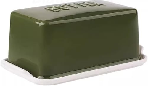 Butterdose aus Keramik mit Deckel, Aufbewahrungsbox for Butter und Käse, Frischhaltebehälter mit Abdeckung for kleine Lebensmittel, Ablagefach for die Arbeitsplatte(Green) von SUWOOPH