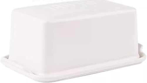 Butterdose aus Keramik mit Deckel, Aufbewahrungsbox for Butter und Käse, Frischhaltebehälter mit Abdeckung for kleine Lebensmittel, Ablagefach for die Arbeitsplatte(White) von SUWOOPH