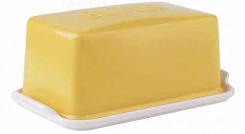 Butterdose aus Keramik mit Deckel, Aufbewahrungsbox for Butter und Käse, Frischhaltebehälter mit Abdeckung for kleine Lebensmittel, Ablagefach for die Arbeitsplatte(Yellow) von SUWOOPH