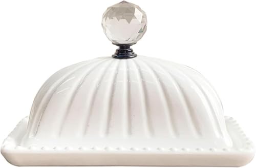 Butterdose aus Keramik mit Deckel, Butterbehälter und Organizer im Vintage-Stil, Vorratsbehälter for Lebensmittel mit praktischem Griff von SUWOOPH
