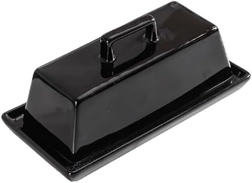 Butterdose aus Keramik mit Deckel, schlichtes Design, luftdichter Butterbehälter und Käseaufbewahrung(Black) von SUWOOPH
