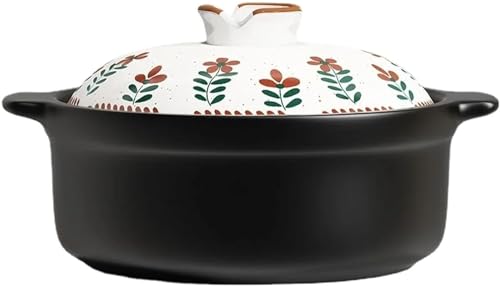 Keramik-Hot Pot, Keramik-Auflaufform, Keramik-Auflauftopf mit Deckel, antihaftbeschichteter, hitzebeständiger Suppentopf, Tontopf for Kochen for herzhafte Eintöpfe und würzige Suppen(Size:1.8L) von SUWOOPH