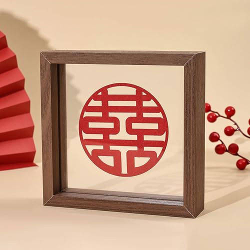 SUWOOPH Doppelseitiger Glas-Fotorahmen, Wand- und Tischdisplay, Porträtrahmen in Mehreren Größen(Brown,15x15cm) von SUWOOPH