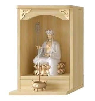 SUWOOPH Meditationsregal aus Holz – Wandmontierbarer Altartisch for den Schreibtisch als Zen-Dekoration und zur Präsentation von Statuen(Yellow,40x74cm) von SUWOOPH