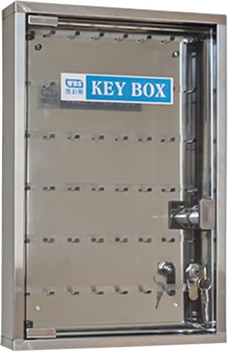 SUWOOPH Stainless Steel Wall-Mounted Key Storage Cabinet with Transparent Glass Door - 48-Key Capacity, Secure Lock Box for Home/Office/Real Estate von SUWOOPH