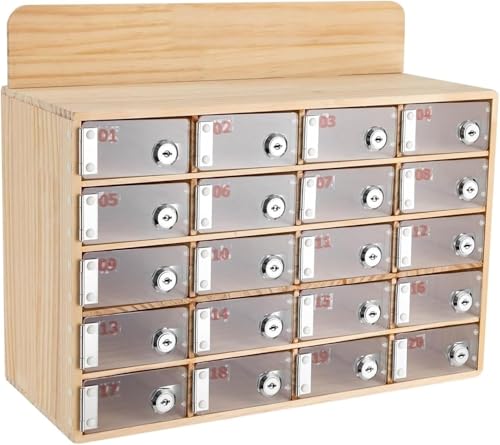 SUWOOPH Wandmontierter Handy-Aufbewahrungsschrank mit Schlüssel, verschlossenen Türen, Holz- und Acrylschrank mit Mehreren Fächern for Büros, Klassenzimmer, Mitarbeiter-Telefonverwaltung(324x229mm) von SUWOOPH