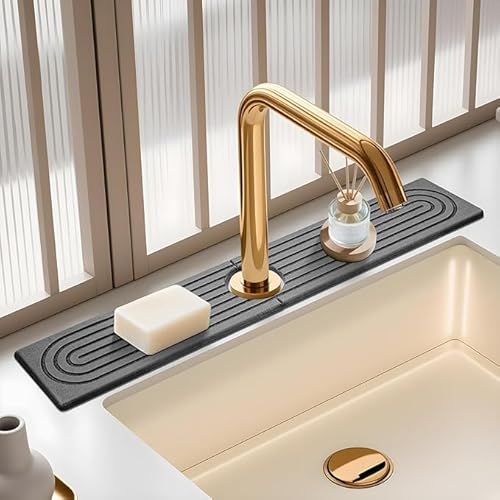 Wasserhahnmatte für Küchenspüle – wasserabsorbierende Steinwanne für Spüle, Kieselgur, schnell trocknende Wasserhahnmatte, Wasserhahn-Spritzschutz für Badezimmer-Theke von SUXLINA