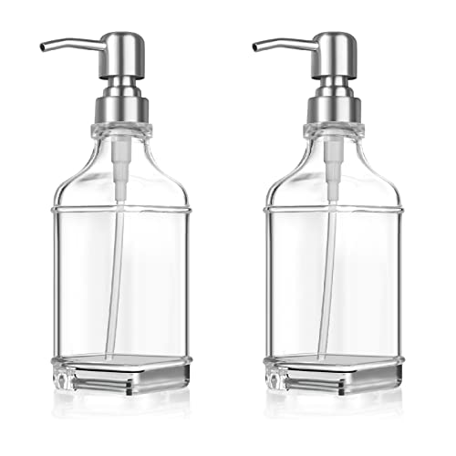 Seifenspender Nachfüllbarer Spender aus Glas 2PCS Soap Dispenser Schaumspender für Geschirrspülmittel, Shampoo-Lotion, Badezimmerarbeitsplatte, Küche, Waschküche, Büro von SUXNOS