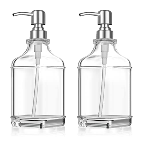 Seifenspender Nachfüllbarer Spender aus Glas 2PCS Soap Dispenser Schaumspender für Geschirrspülmittel, Shampoo-Lotion, Badezimmerarbeitsplatte, Küche, Waschküche, Büro von SUXNOS