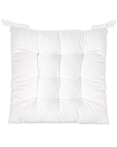 SUXUMHAO Cord-Stuhlkissen mit Bändern, ultraweich, warmes Bodenkissen für Kinder, zum Lesen, bequem, quadratisch, Sitzkissen für Erwachsene, 40 x 40 cm, Weiß von SUXUMHAO