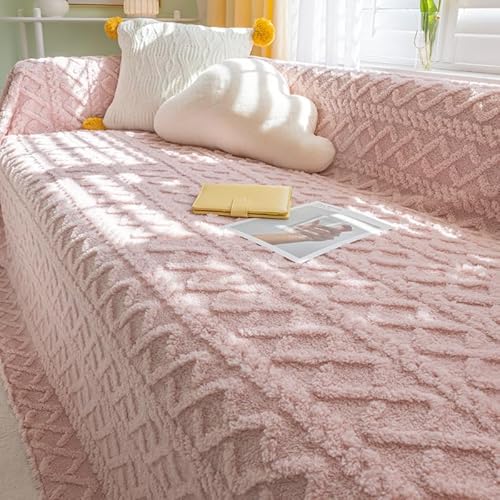 SUXUMHAO Einfarbiger Plüschteppich, dekorativer Plüschteppich, rutschfest, geeignet für Schlafzimmer und Innenbereich, Kirschblütenpuder, 110 x 180 cm von SUXUMHAO