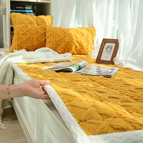 SUXUMHAO Einfarbiger Plüschteppich, dekorativer Plüschteppich, rutschfester Teppich, geeignet für Schlafzimmer und Innenbereich, 60 x 150 cm, Ingwer von SUXUMHAO