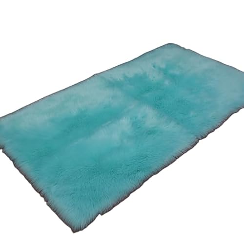 SUXUMHAO Einfarbiger Plüschteppich, dekorativer Plüschteppich, rutschfester Teppich, geeignet für Schlafzimmer und Innenbereich, Babyblau, 80 x 150 cm von SUXUMHAO