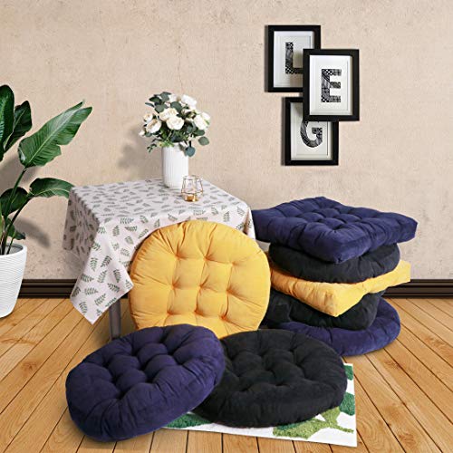 SUXUMHAO Massives Papasan-Sitzkissen, rundes Stuhlkissen, Bodenkissen, 55,9 cm, 1 Wurfkissen für drinnen und draußen, Hellgelb, 55,9 x 55,9 x 10,2 cm von SUXUMHAO