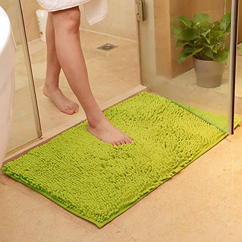SUXUMHAO Plüsch-Chenille-Badteppich, extra weich und saugfähig, Mikrofaser, rutschfester Läufer, Teppich für Badewanne, Badezimmer, Duschmatte, Grasgrün, 40,6 x 61 cm von SUXUMHAO