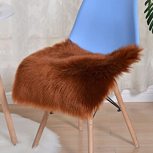 SUXUMHAO Quadratischer Stuhlbezug aus Kunstfell-Schaffell, ultraweich, flauschig, Teppich, zotteliger Wollteppich für Wohnzimmer, Schlafzimmer, Sofa (Kaffee, 50,8 x 50,8 cm) von SUXUMHAO