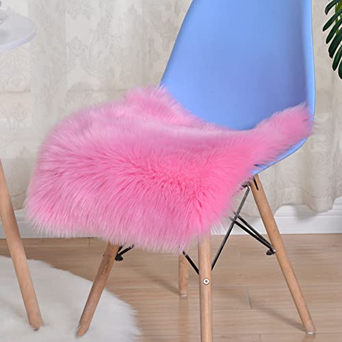 SUXUMHAO Quadratischer Stuhlbezug aus Kunstfell-Schaffell, ultraweich, flauschig, Teppich, zotteliger Wollteppich für Wohnzimmer, Schlafzimmer, Sofa (Rosa, 50,8 x 50,8 cm) von SUXUMHAO