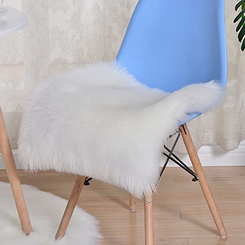 SUXUMHAO Quadratischer Stuhlbezug aus Kunstfell-Schaffell, ultraweich, flauschig, Teppich, zotteliger Wollteppich für Wohnzimmer, Schlafzimmer, Sofa (Weiß, 50,8 x 50,8 cm) von SUXUMHAO