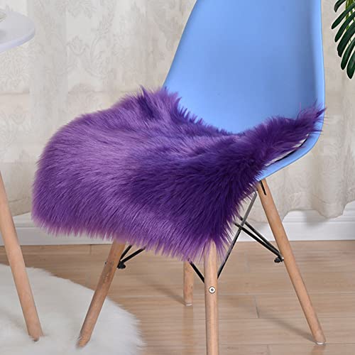SUXUMHAO Quadratischer Stuhlbezug aus Kunstfell-Schaffell, ultraweich, flauschig, Teppich, zotteliger Wollteppich für Wohnzimmer, Schlafzimmer, Sofa (lila, 50,8 x 50,8 cm) von SUXUMHAO