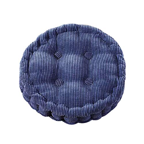SUXUMHAO Runde, dicke, weiche Stuhlkissen, warm, Cordkissen, getuftet, Sitzkissen, Bürokissen, 40 cm, Blau von SUXUMHAO