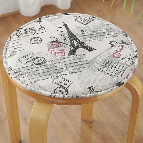 SUXUMHAO Rundes Barhocker-Kissen, rutschfestes Sitzkissen mit Bändern, Baumwoll-Leinen-Hockerbezug, atmungsaktives Stuhlkissen für Büro, Studenten, Esszimmerstühle, F, 45 x 45 cm von SUXUMHAO