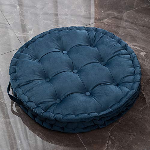 SUXUMHAO Rundes Bodenkissen mit Griff, solides dickes Stuhlkissen, superweich, bequem, Sitzkissen, Meditationskissen für Yoga, Wohnzimmer, Sofa, Balkon, Outdoor (Blau, Durchmesser 61 cm) von SUXUMHAO