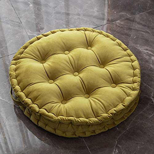 SUXUMHAO Rundes Bodenkissen mit Griff, solides dickes Stuhlkissen, superweich, bequem, Sitzkissen, Meditationskissen für Yoga, Wohnzimmer, Sofa, Balkon, Outdoor (Gelbgrün, Durchmesser 61 cm) von SUXUMHAO