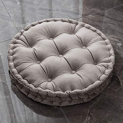 SUXUMHAO Rundes Bodenkissen mit Griff, solides dickes Stuhlkissen, superweich, bequem, Sitzkissen, Meditationskissen für Yoga, Wohnzimmer, Sofa, Balkon, Outdoor (Hellgrau, Durchmesser 61 cm) von SUXUMHAO