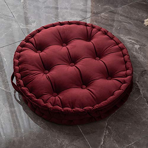 SUXUMHAO Rundes Bodenkissen mit Griff, solides dickes Stuhlkissen, superweich, bequem, Sitzkissen, Meditationskissen für Yoga, Wohnzimmer, Sofa, Balkon, Outdoor (Rot, Durchmesser 61 cm) von SUXUMHAO