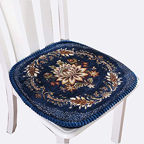 SUXUMHAO Sitzkissen für Küchenstühle im europäischen Stil, Blumenmuster, waschbar, für Esszimmer, Wohnzimmer, Küche, Büro (blau) von SUXUMHAO