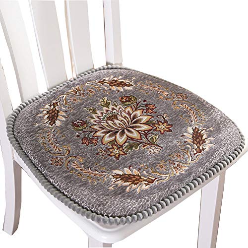 SUXUMHAO Sitzkissen für Küchenstühle im europäischen Stil, florales Sitzkissen mit Krawatte, waschbar, Esszimmer, Wohnzimmer, Küche, Büro (Grau) von SUXUMHAO