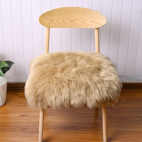 SUXUMHAO Stuhlbezug aus Kunstfell, Schaffell, Sitzkissen, superweich, für Wohnzimmer, Schlafzimmer, Sofa, Beige (0,5 x 0,5 m) von SUXUMHAO