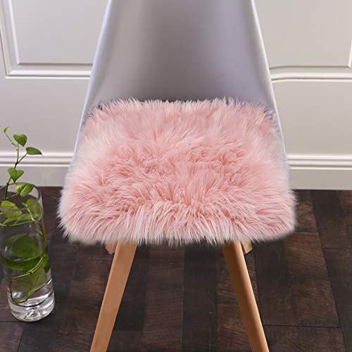 SUXUMHAO Stuhlbezug aus Kunstfell, Schaffell, Sitzkissen, superweich, für Wohnzimmer, Schlafzimmer, Sofa, Rosa, 0,5 m x 0,5 m von SUXUMHAO