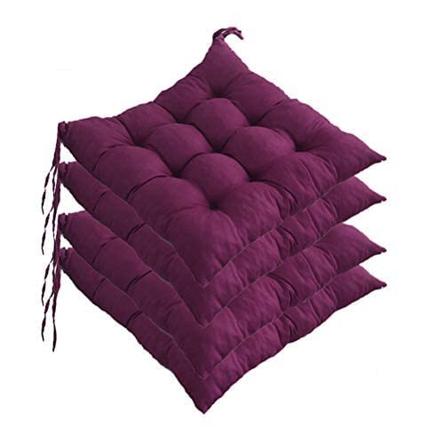 SUXUMHAO Stuhlkissen aus Baumwolle für drinnen und draußen, quadratisch, Kissen für Korbstuhl, Sitz, Schaukeln, Esszimmer, Terrasse, Camping, Küchenstühle (40 x 40 cm), Lila, 4 Stück von SUXUMHAO