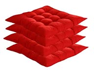 SUXUMHAO Stuhlkissen aus Baumwolle für drinnen und draußen, quadratisch, Kissen für Korbstuhl, Sitz, Schaukeln, Esszimmer, Terrasse, Camping, Küchenstühle (40 x 40 cm), Rot, 4 Stück von SUXUMHAO