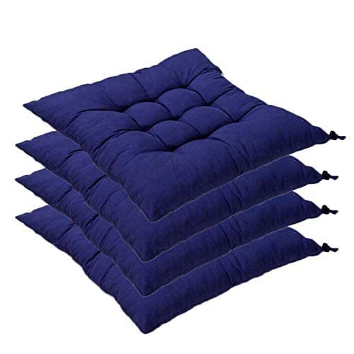 SUXUMHAO Stuhlkissen aus Baumwolle für drinnen und draußen, quadratisch, Kissen für Korbstuhl, Sitz, Schaukeln, Esszimmer, Terrasse, Camping, Küchenstühle (40 x 40 cm), Saphirblau, 4 Stück von SUXUMHAO