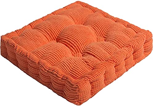 SUXUMHAO Stuhlkissen für drinnen und draußen, verdickte Bankmatte, strapazierfähiges Bodenkissen, Winterstuhlpolster für Schlafzimmer, Balkon, Auto, Büro, Terrasse, Sofa, Reisen, Orange, quadratisch von SUXUMHAO