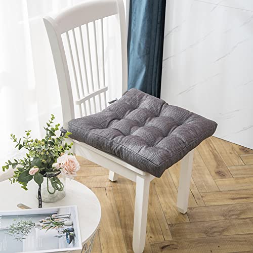 SUXUMHAO Stuhlkissen mit Bändern, ultraweich, bequem, quadratisch, Sitzkissen für Erwachsene, Kinder, Lesekissen für Küche, Esszimmer, Büro (Dunkelgrau, 45,7 x 45,7 cm) von SUXUMHAO