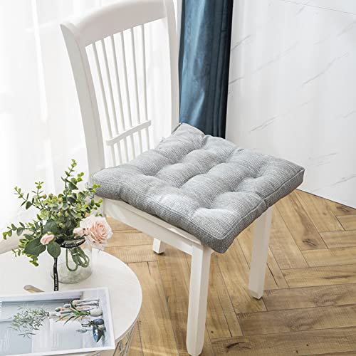 SUXUMHAO Stuhlkissen mit Bändern, ultraweich, bequem, quadratisch, Sitzkissen für Erwachsene, Kinder, Lesekissen für Küche, Esszimmer, Büro (Hellgrau, 45,7 x 45,7 cm) von SUXUMHAO