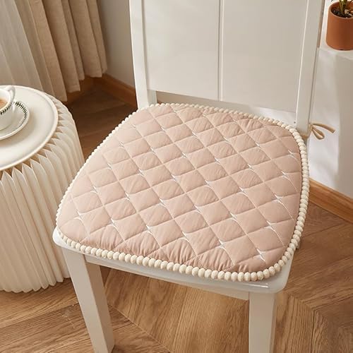 SUXUMHAO Stuhlkissen mit Bändern für Esszimmerstühle, weich und bequem, strukturiertes Memory-Schaum, Küchenstuhl-Pads mit rutschfester Unterseite, Beige, für Innenbereich, Esszimmer, 3er-Set von SUXUMHAO